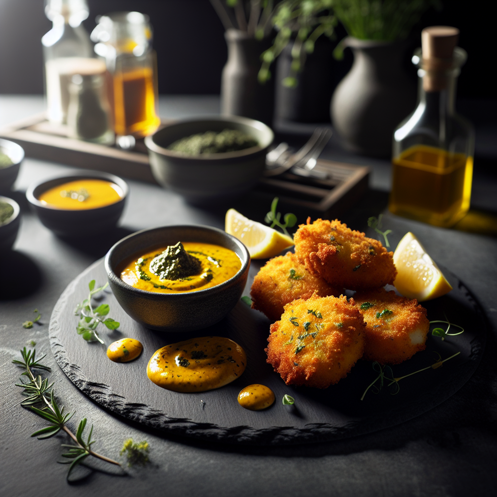 Accras de morue sauce curcuma citron