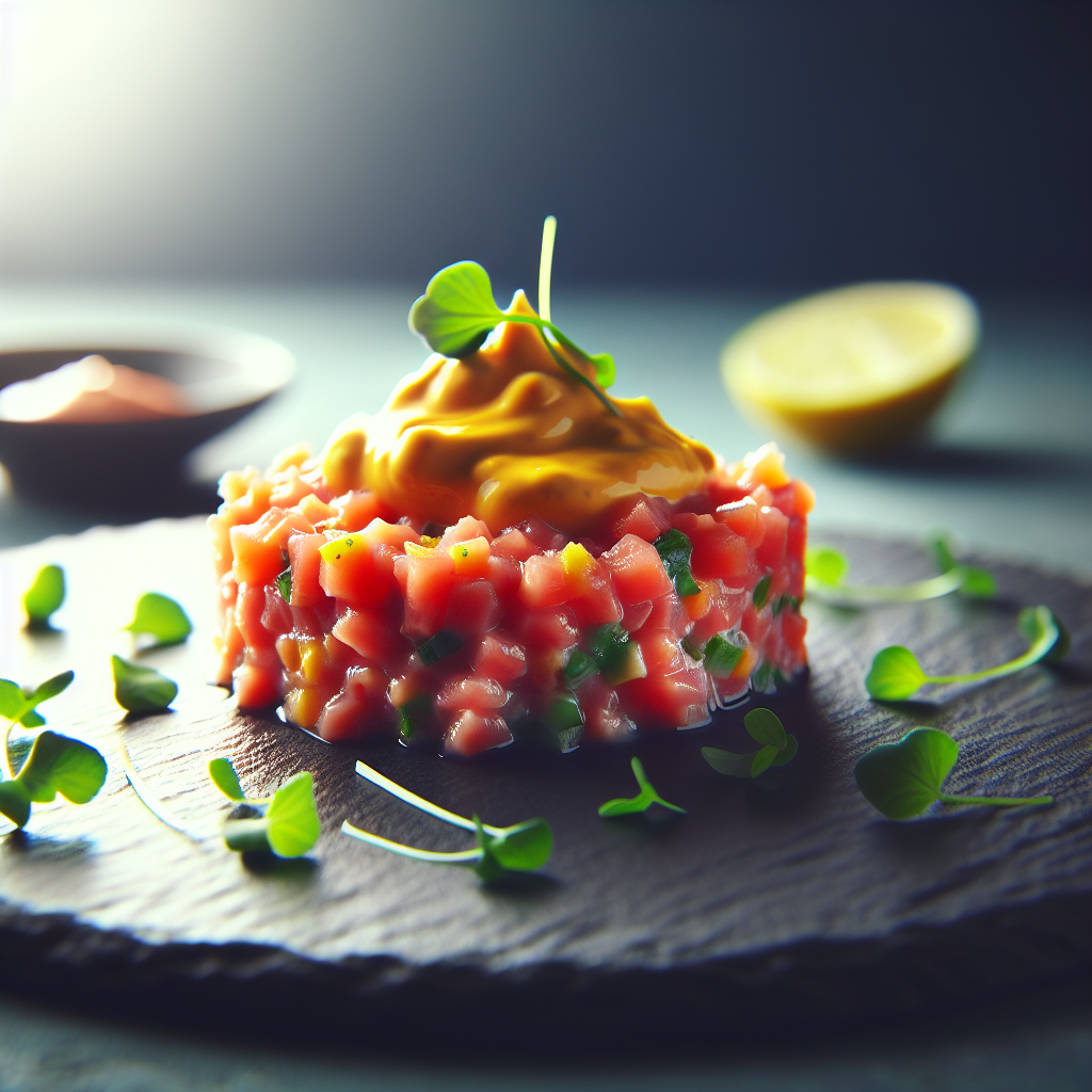 Tartare de saumon crème de mangue